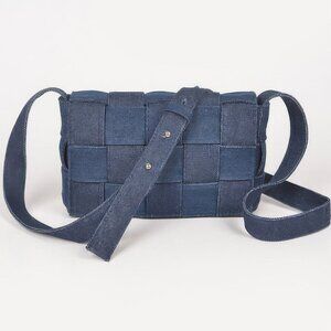 Denim Braided Flap Crossbody Bag
